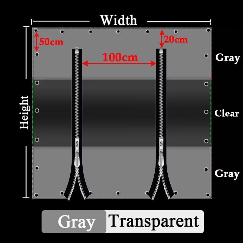 PVC Tarpaulin with Two Zippers Thickened 0.35mm 450 G/m² Waterproof Tarp Vinyl Outdoor Curtains For Patio Pergola Gazebo Porch