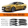 Glossy Black Carbon Fiber Chrome Car Door Handle Cover Decor Sticker Styling Accessories For Hyundai Sonata -