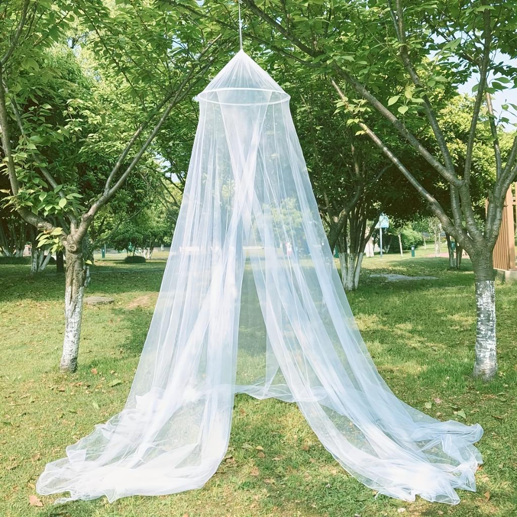 2/1pcs White Polyester Bed Canopy Mosquito Netting, Non-Waterproof Knit Fabric Room Decor Bed Cover with Zipper Closure