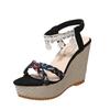 Fashion Clogs With Heel High Heeled Sandals Woman 2025 All-Match Ladies Shoes Summer Buckle Strap Large Size Suit Female Beige Thick Hig