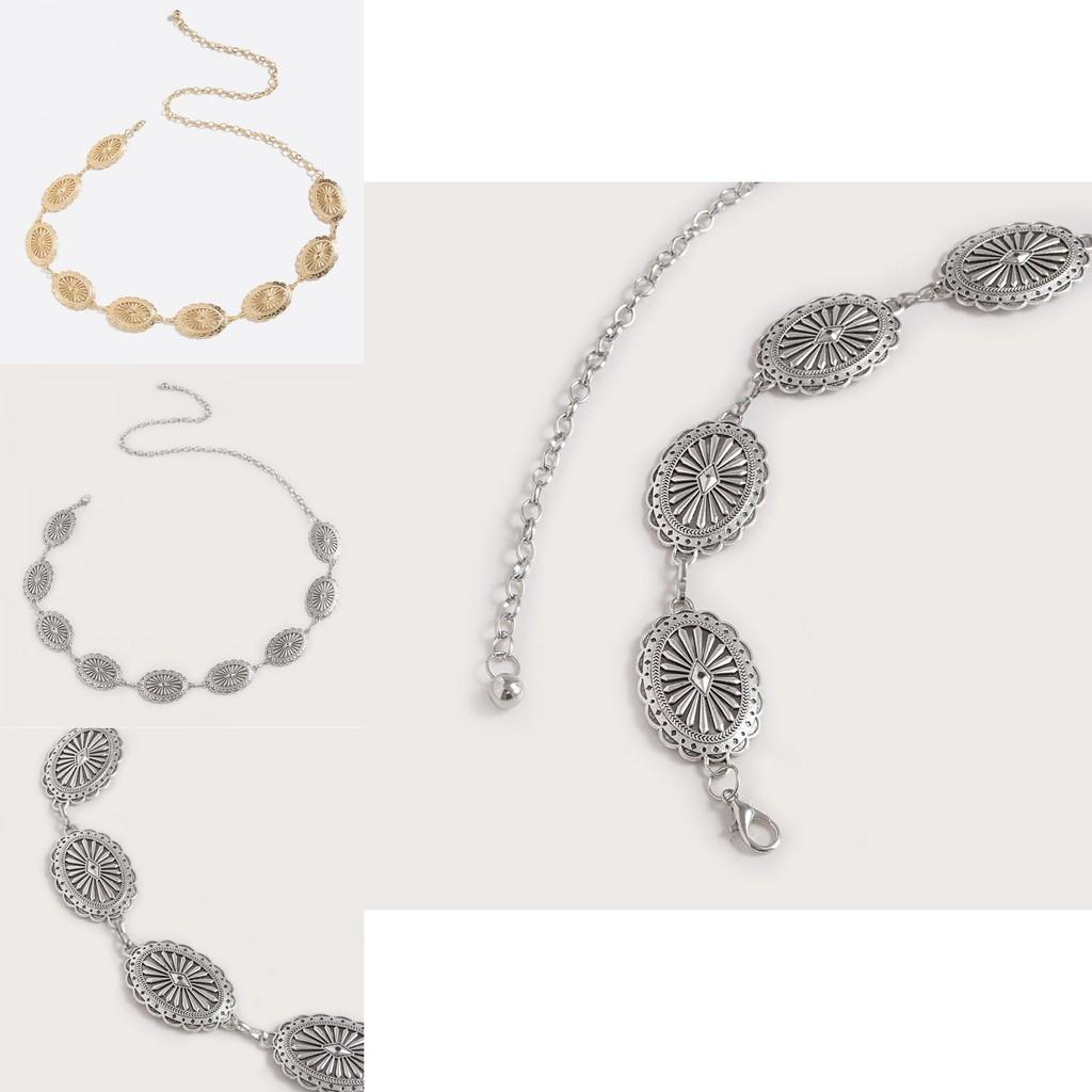 Western Style Hollow Metal Waist Chain With Carved Details For Womens Fashion Accessory