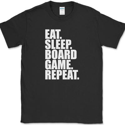Essen Schlafen Brettspiel Wiederholen T-Shirt Lustiges Hobby Humor Geschenk Text T-Shirt
