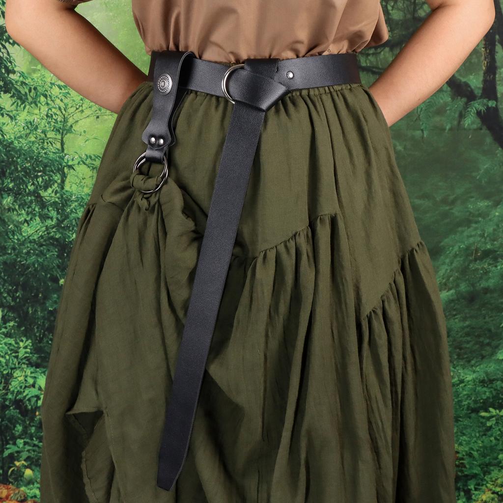 2-Piece Set Medieval Plain Leather Belt Waist Accessory PU Belt Renaissance Viking Skirt and Hiking Accessories
