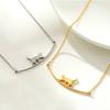 Cute Animal Walking Cat Pendant Necklace for Women Girls Stainless Steel Jewelry Gift