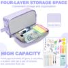 Large-capacity pencil case simple solid color stationery box double-layer multifunctional pencil case student school supplies