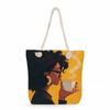 Multifunctional  Black Girl Printed Thick Rope Shoulder Beach Bag 7573 KTB