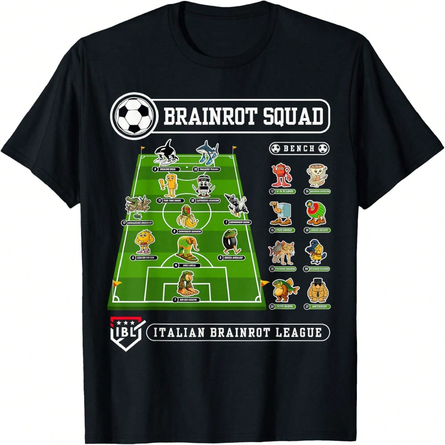 Italian-Brainrot Sport Meme Soccer Squad Football Funny T-Shirt S разноцветный