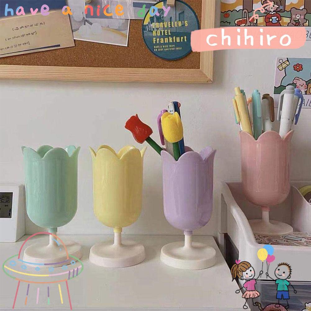 Tulip Flower Pen Holder Storage Bucket Petal Girl Pen Flower Decor Brush Bucket Prop Vintage Photography Makeup Holder Stor Y8E3