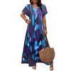 Women's Fashionable And Trendy Temperament Printed Hem Slit Dress In Large Size