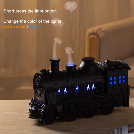 Yousheng Creative Train Humidifier Diffuser 300ml Aromatherapy Essential Oil Diffuser with Color Changing LEDs 2 Mist Modes Quiet Ultrasonic Diffuser