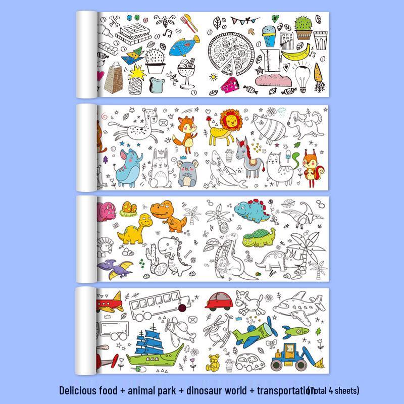 Wall-Safe Kids' Graffiti and Coloring Scroll - Large Paper Art for Kindergarten