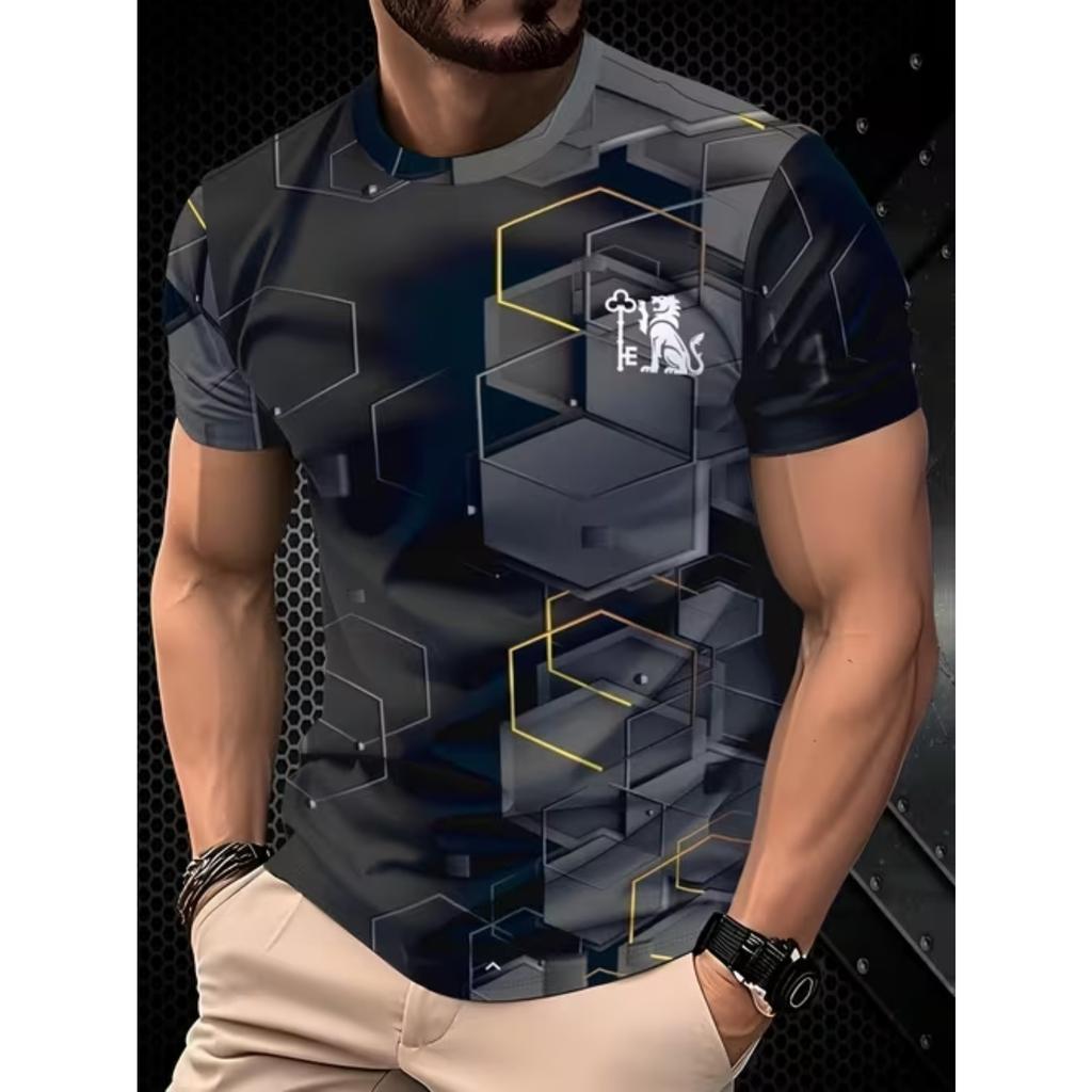 Neues Sommer-Herrenmode-T-Shirt Persönlichkeit Retro-Muster Bedrucktes Herren-T-Shirt Top