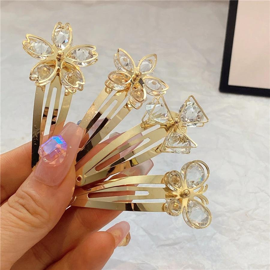 2pc Crystal Flower Alloy BB Hair Claw Side Clips for Women Girls Kids Child Hairpin Gift Wedding Hair Accessories Ornament