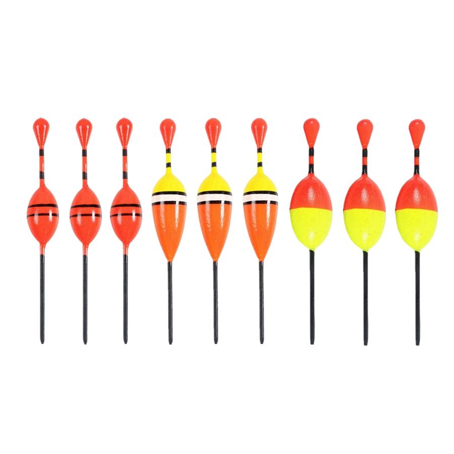9pcs Paulownia Bobber Short Fishing Float for Rock Lakes Reservoir Fishing, Eye-catching Float