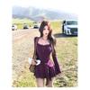 Pure desire Spice Girl fake two-piece lace suspender dress women's autumn waist design strap short skirt