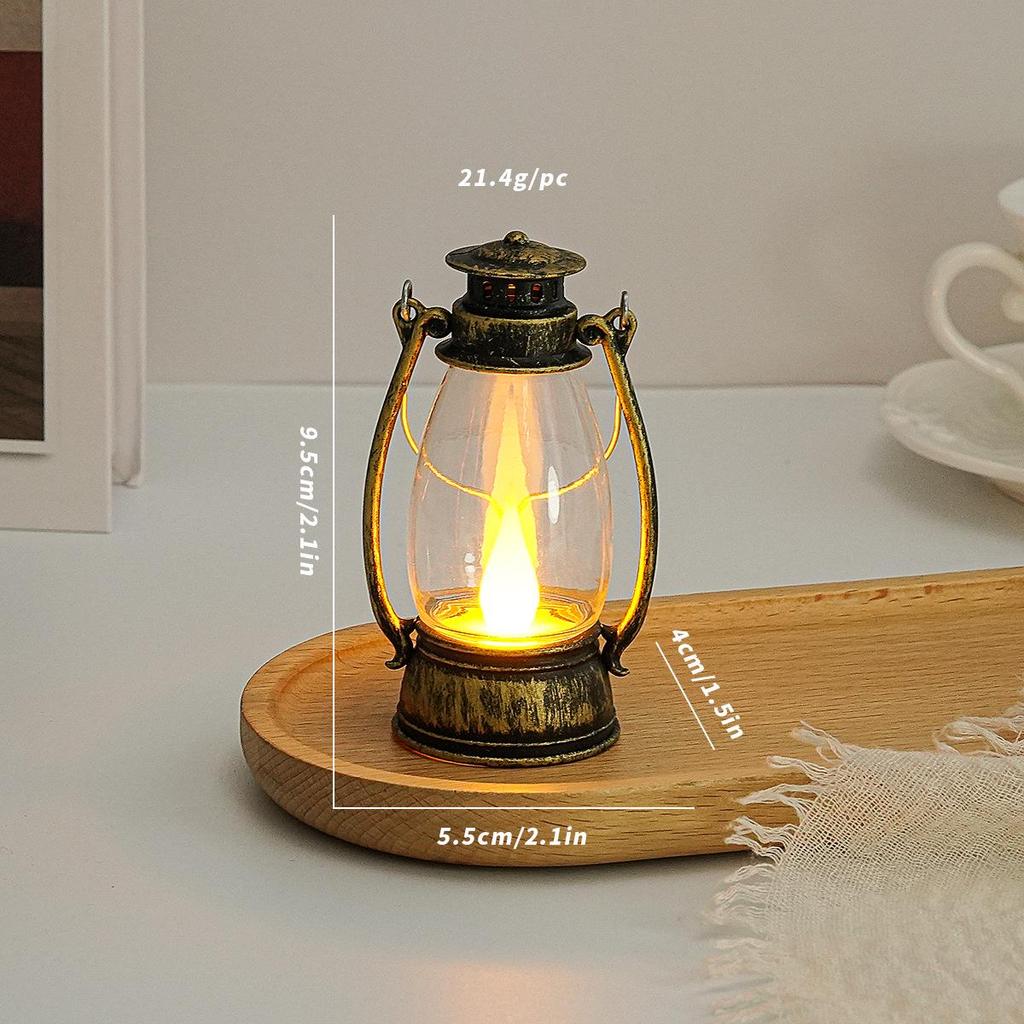 Retro Style Small Lantern Christmas Decoration Pony Lantern LED Candle Kerosene Lamp