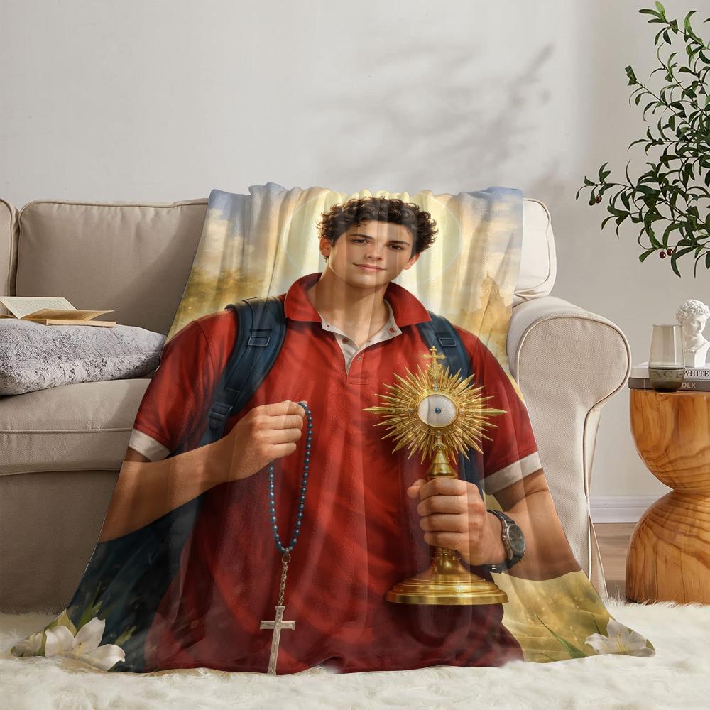 GUOYU Blanket Ssaint Carlo Acutis Throw Soft Flannel Throw Summer Blanket Lightweight Cozy Nap Blanket for Sofa Bed Travel