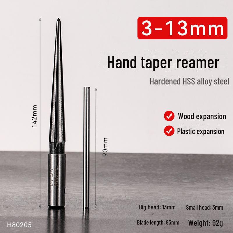 High-Speed Steel Taper Reamer - Straight Handle, Hexagonal Cone, High Hardness for Woodworking and Metal Expansion