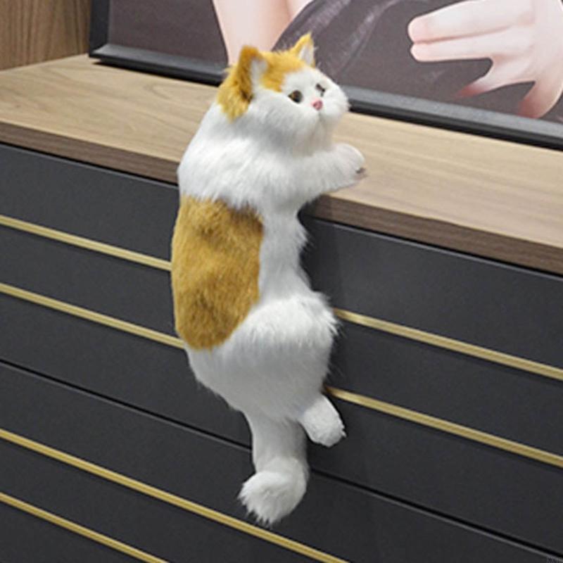 KX4B Simulation for Cat Pendant Plush Animal Art for Doll Ornament Desk Decor for Home Bedroom Living Room Decoration Gift