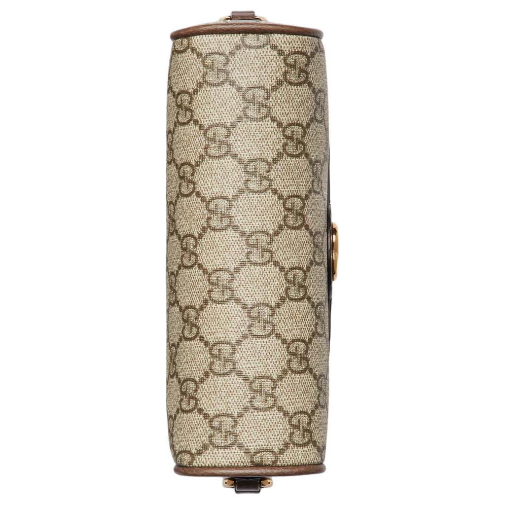 Gucci Ophidia Monogram Double G Pattern Zipper Closure Canvas And Leather Trim Crossbody Bag Women Bags Beige Brown 772311-K9GSG-8367