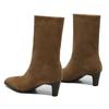 Fashion Women's High-Heel Boots Vintage Genuine Leather Women Ankle Boots and Booties Plus-Sized Pointed-Toe Motorcycle Boots Female
