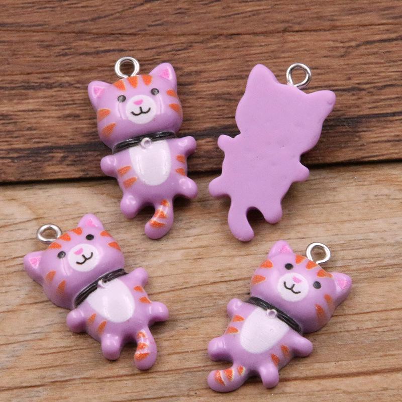 DIY Resin Cartoon Kitten Charms: 8 Colors, 15x29mm Pendants for Jewelry