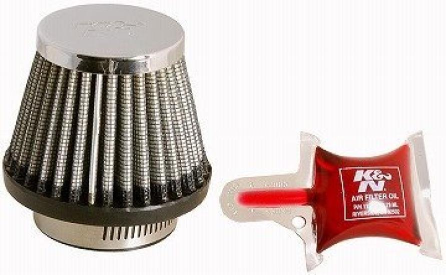 

Custom Round Taper with End Universal Fit K&N RC-2490 Filter, 43mm, Chrome-Plated Caps,