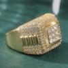 Luxury Micro Pvae White CZ Women's Ring Sparkling Gold Color Hand Carving Daily Wear Party Jewelry Anniversary Gift