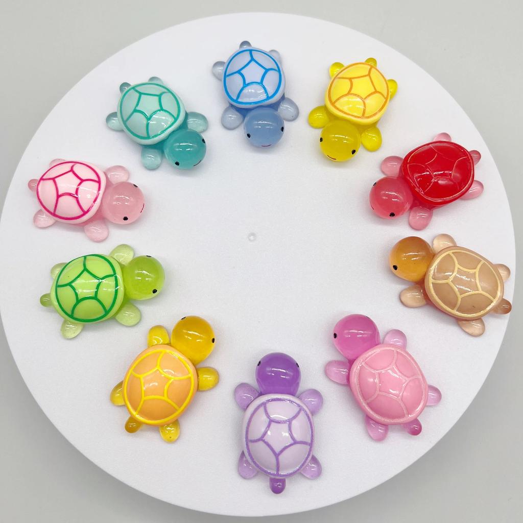10pcs Champion Same Style 4.8cm Luminous Turtle Luminous Turtle Resin Small Ornament Accessories DIY Accessories Children