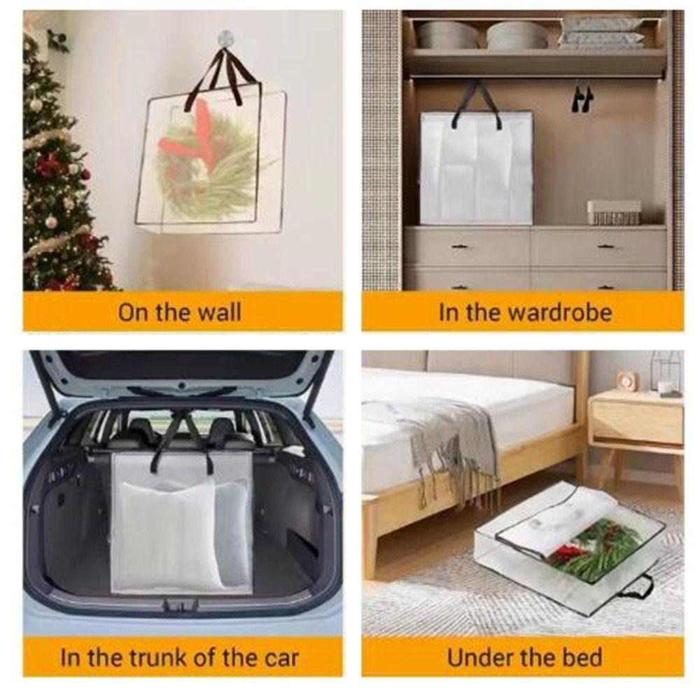 Large Capacity Christmas Wreath Storage Bag Dustproof Waterproof Christmas Garland Packing Bags with Handle and Zipper Foldable