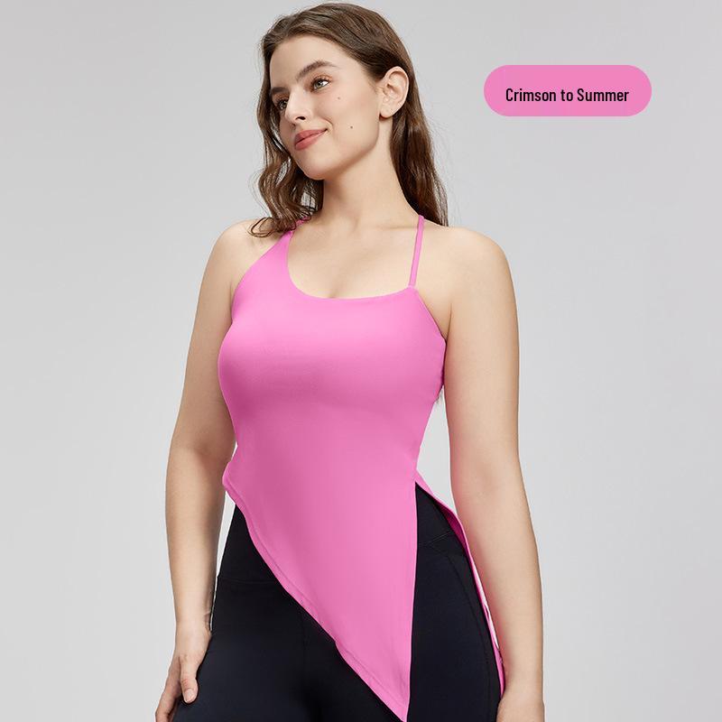 

Топ-жилет для йоги большого размера на бретелях-спагетти с разрезом и перекрещенными лямками, с фиксированными чашками Size 0 (Recommended 100-125 lbs)