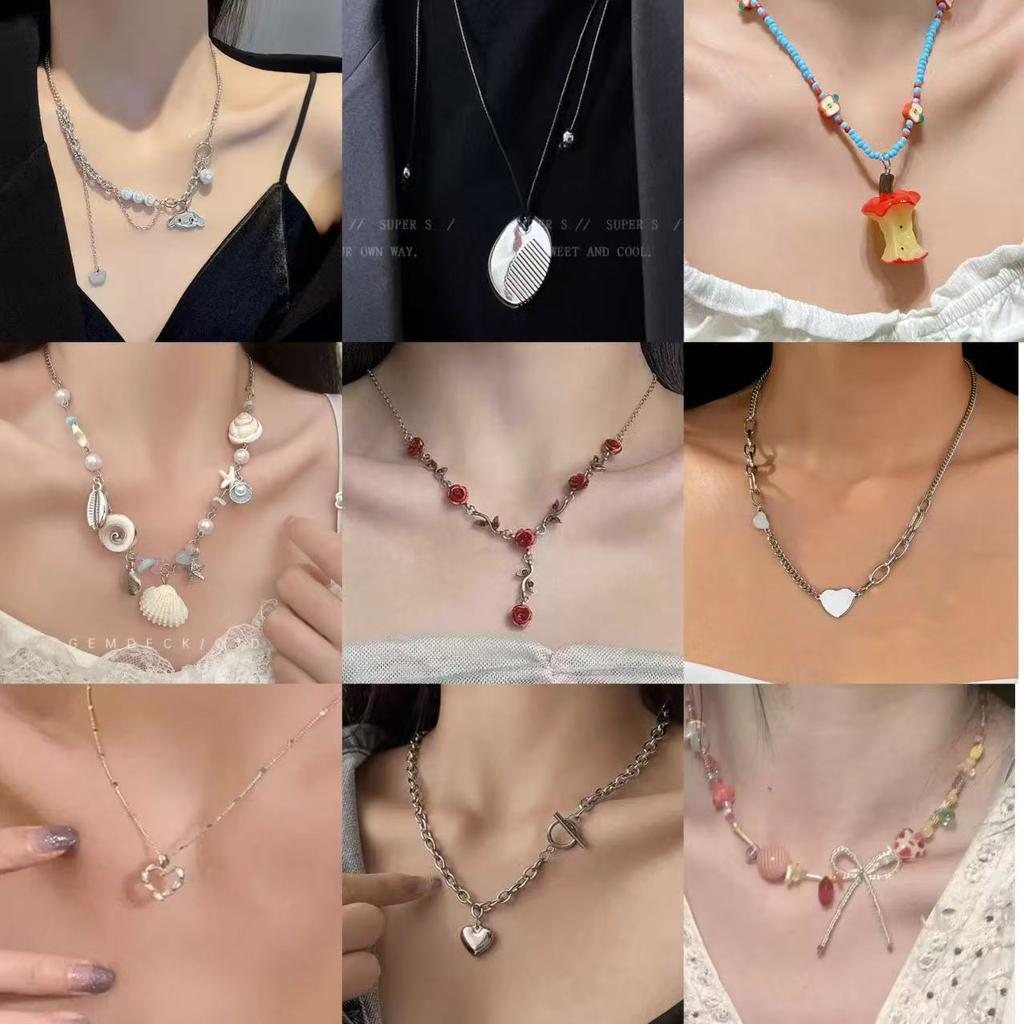 Light luxury high-end broken silver pearl necklace women's vintage versatile cool bracelet niche design neck chain