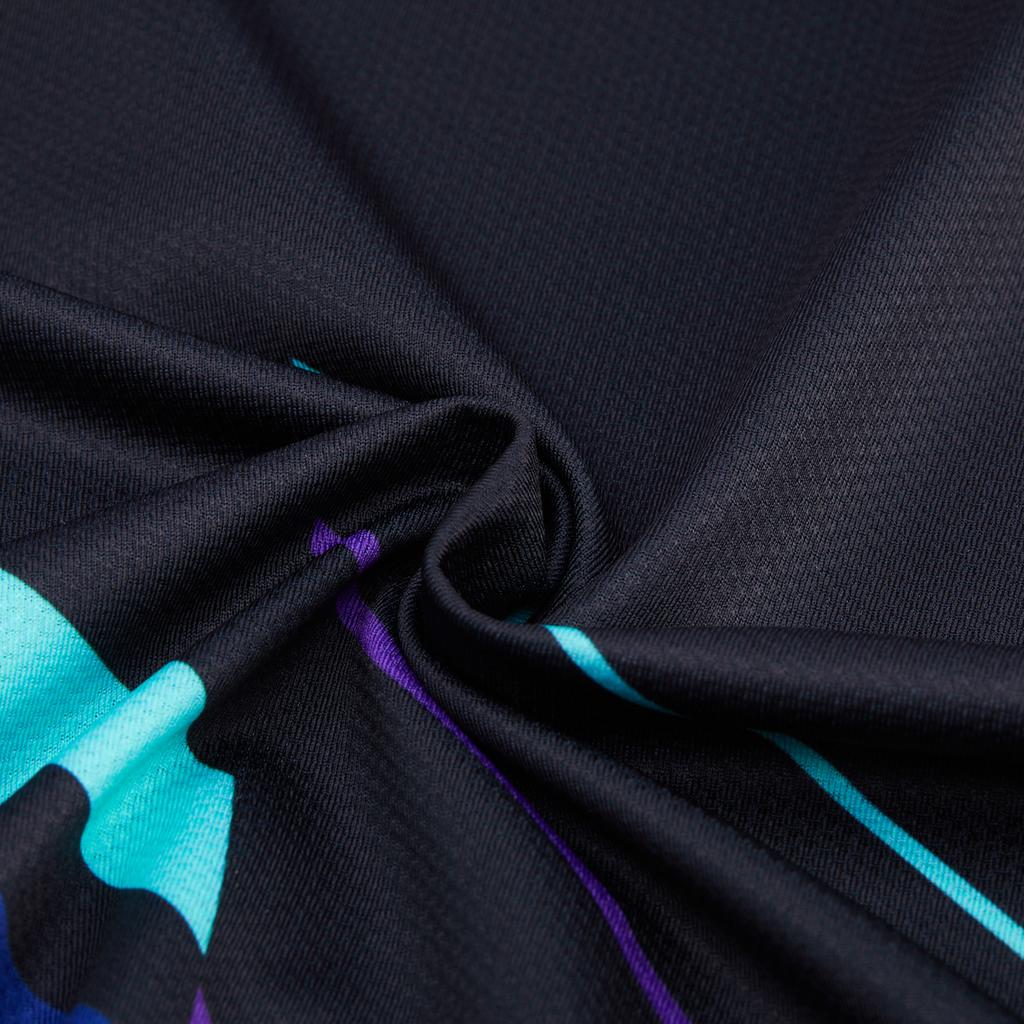 Li-Ning Badminton Series Printed V-Neck Comfortable Breathable Versatile Short Sleeve Badminton Shirt Unisex Tops Black AAYU225-1