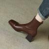 Retro Style Women Short Boots Fashion Back Zippers Ankle Booties Square High Heels Autumn Winter Shoes