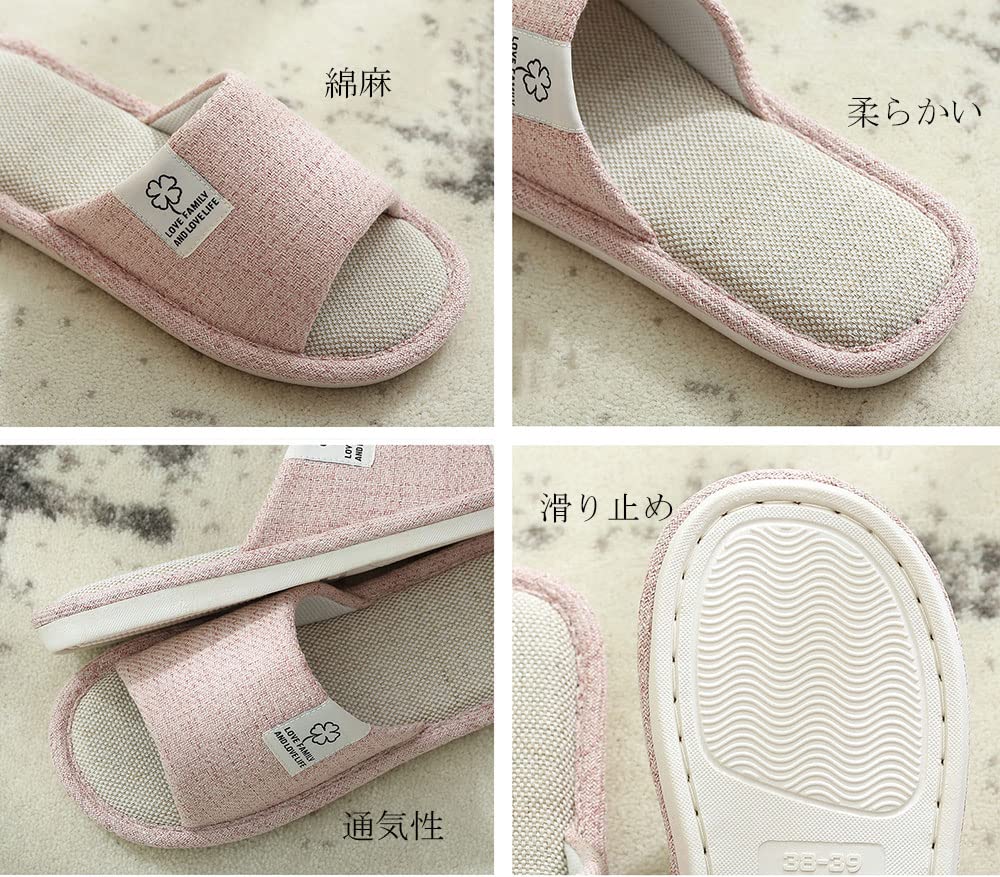 Tzrcyc Indoor Set of House Guest Slippers for Women and Stylish Cotton and Linen Slippers with Open and Fall Slippers for and Room Unisex Slippers, 4,