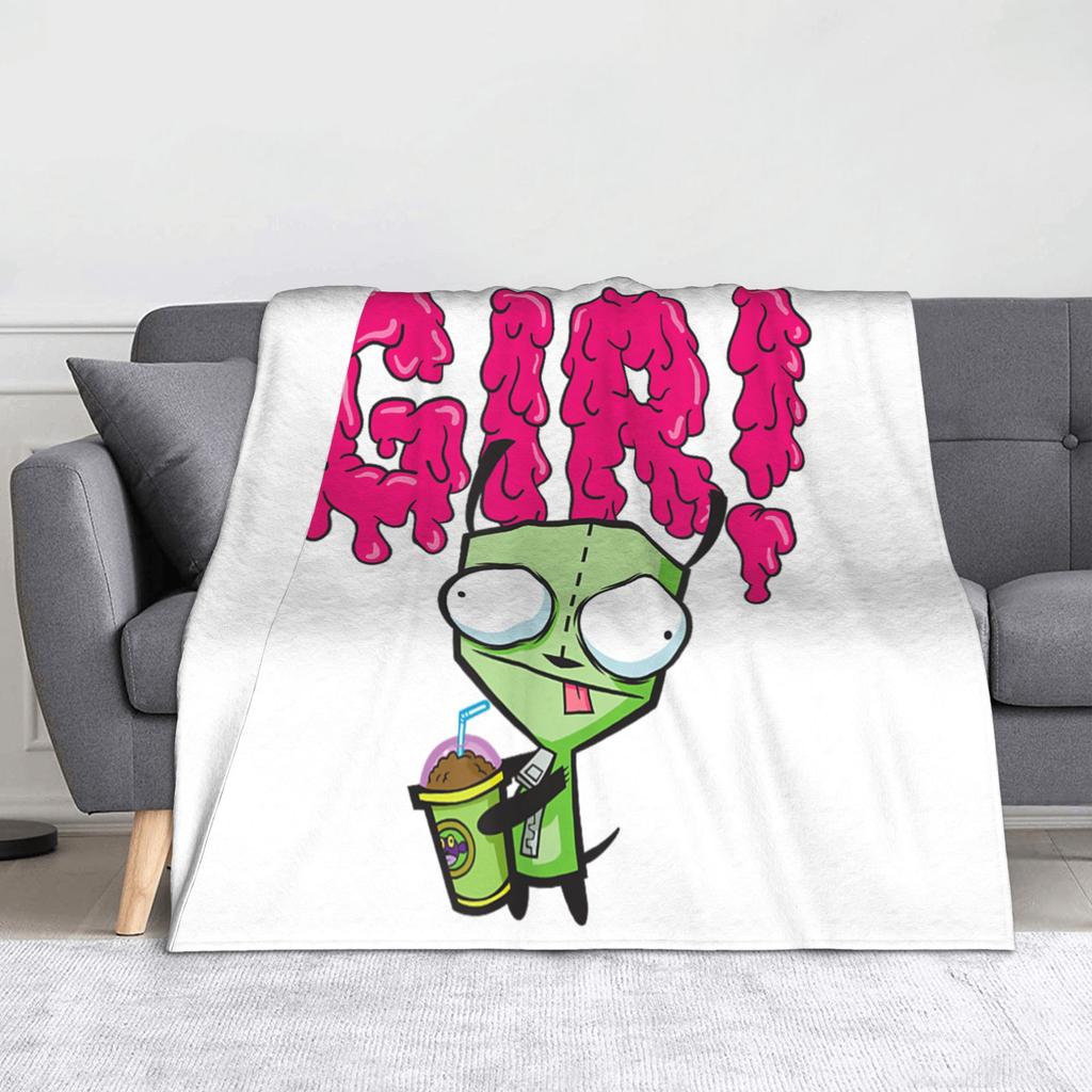 Invader Zim Gir Cartoon Wool Blankets  Awesome Throw Blanket for Home 150*125cm Rug Piece
