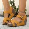 Fashion Women's Wedge Heeled Sandals Summer 2025 Thick Bottom Non Slip Beach Shoes Woman Fashion Buckle Strap Chunky Platform Sandalias