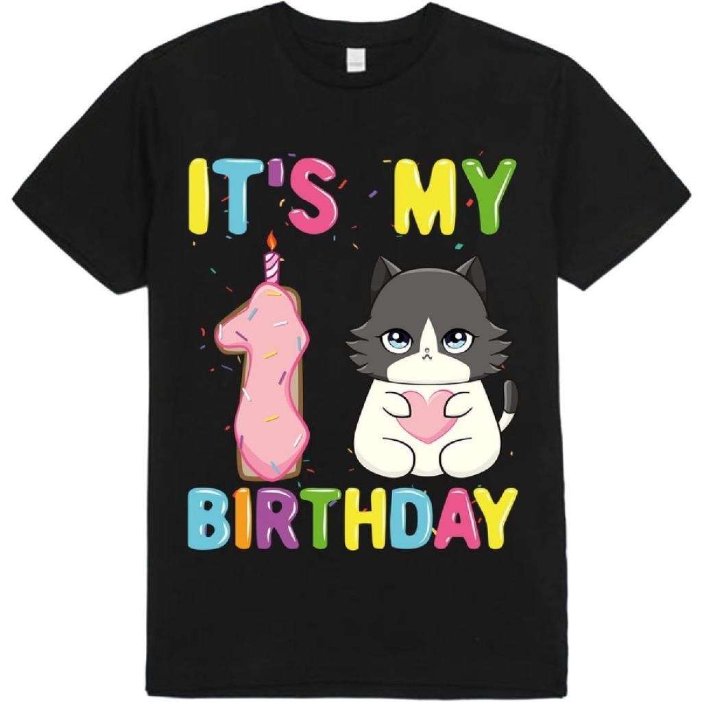 It's My 1st Birthday Girl 1 Year Old Ragdoll Cat T-Shirt Bodysuit Short Sleeve Long Sleeve for Kids Toddler Boys Girls 2