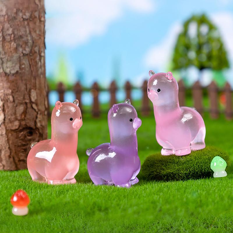 Glow In Dark Simulated Alpaca Decorative Accessories Environmental Resin Car Ornaments Mini landscape