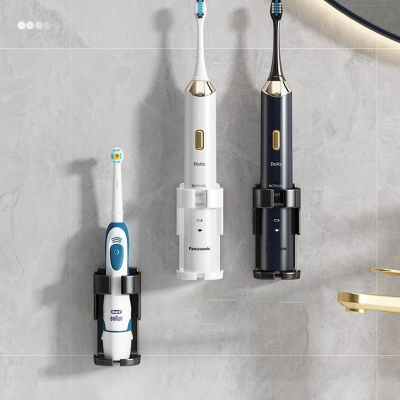 Wall Mounted Toothbrush Holder No Punching Electric Toothbrush Storage Rack Tooth Brush Base Space Saving Bathroom Organizer