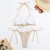2023 Sexy Striped Solid Color Lace-up Bikini Set - Women's Two-Piece Swimsuit
