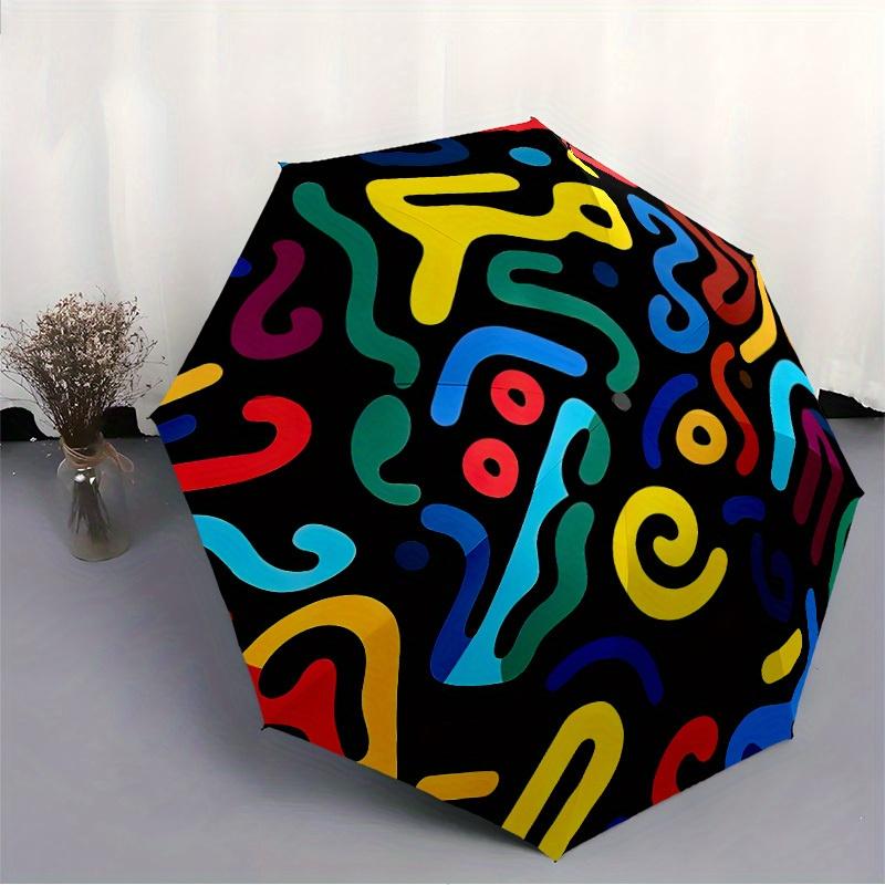 1pc Colorful Patterns Automatic Open/Close Umbrella, Umbrella with Cartoon Design, Portable Compact Umbrella for Men & Women, Good Holiday G