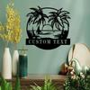 Custom Tailored Personalized Beach Decor Palm Tree Sign Outdoor Sunset Metal Sign