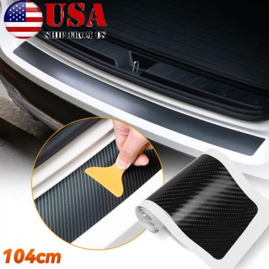 Carbon Fiber Rear Bumper Trunk Car Protector Sill Plate Trim Sticker Accessories