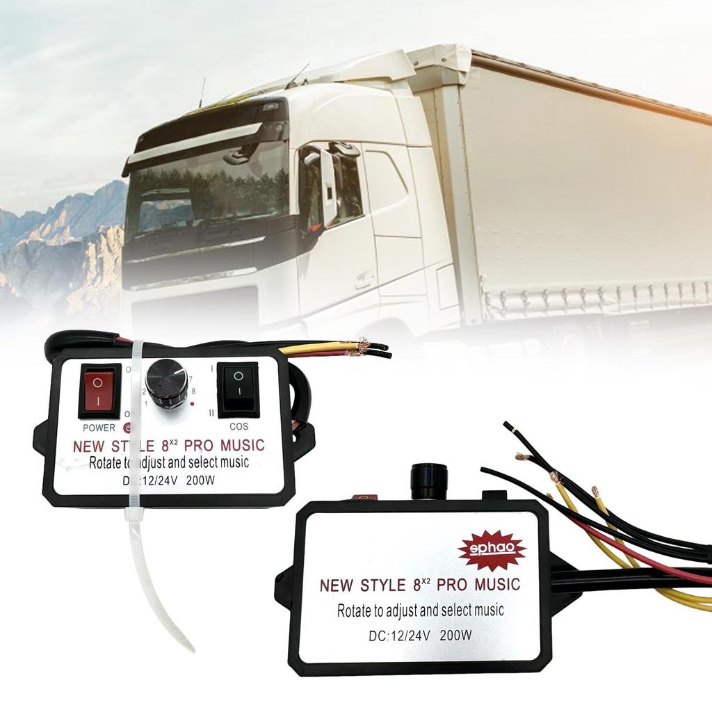 Car Horn Controller 16 Sound Effects Adjustable Electric Speaker 12-24V for Car Boat Truck Upgrade