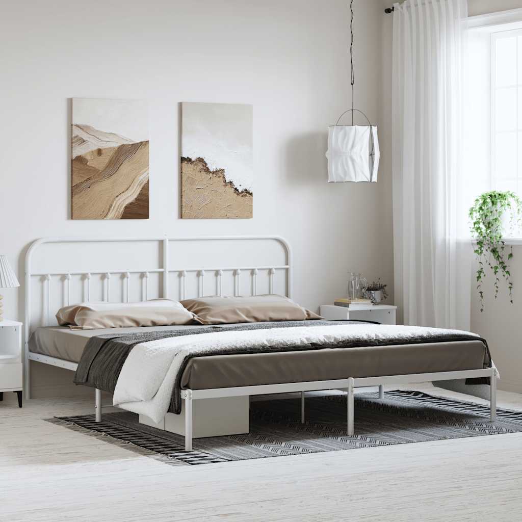 vidaXL Bettgestell mit Kopfteil Metall Weiß 193x203 cm