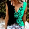 Women Tanks Sexy V Neck Sleeveless Summer Tops Vest 3D Graffiti Flowers Print Cool Lightweight Tops
