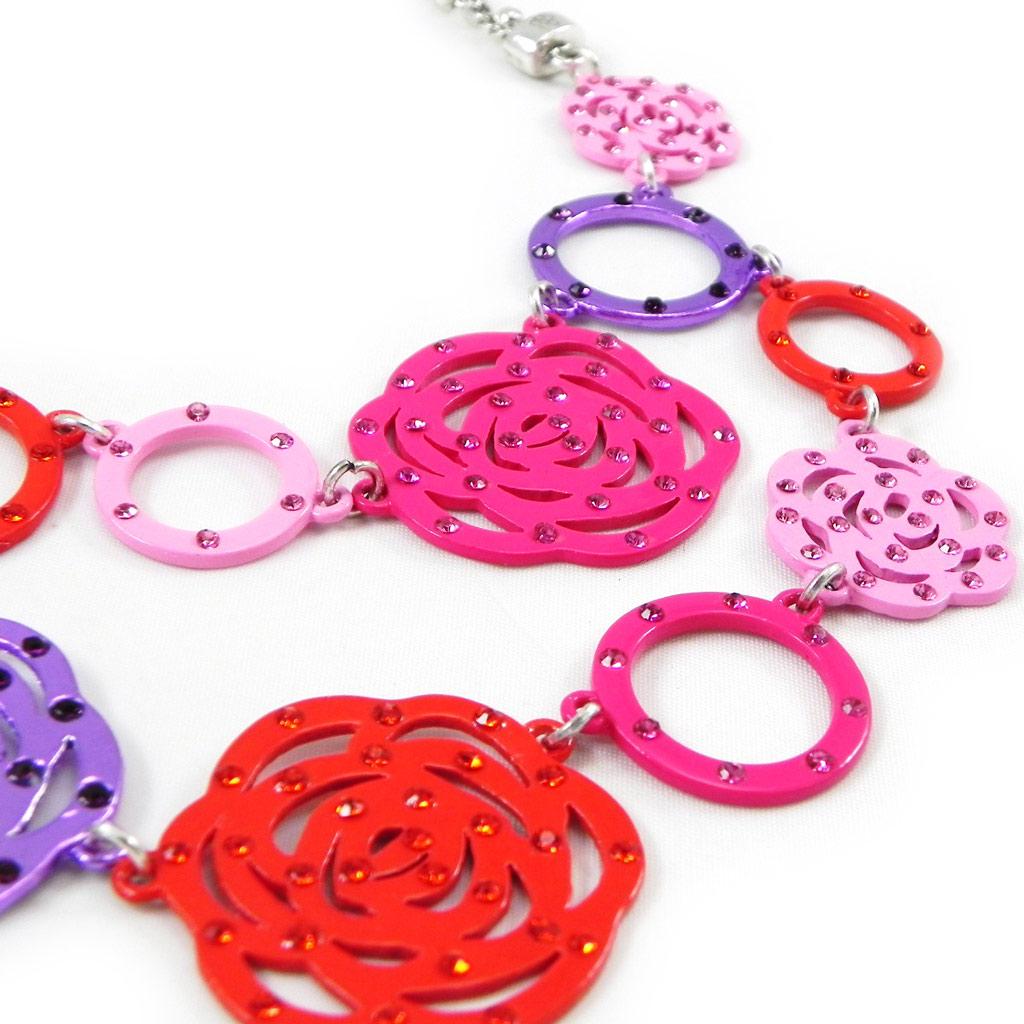 Les Trésors De Lily [H0804] - Designer Necklace 'Camélia' Pink Purple