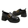 Internet celebrities with the same loafers women's Velcro 2025 autumn new thick-soled British style women's shoes thick heel loafers small leather sh