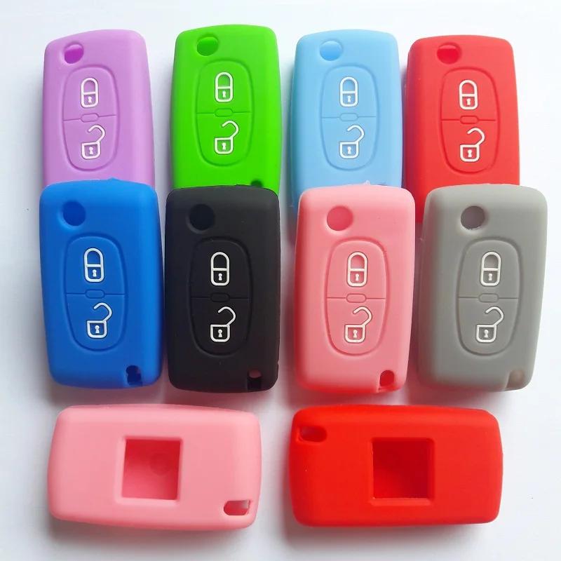 Remote Key Cover 2 Buttons Fob Shell Silicone Holder Protect For Citroen C2 C3 C4 C5 Berlingo Picasso For Peugeot 306 407 807